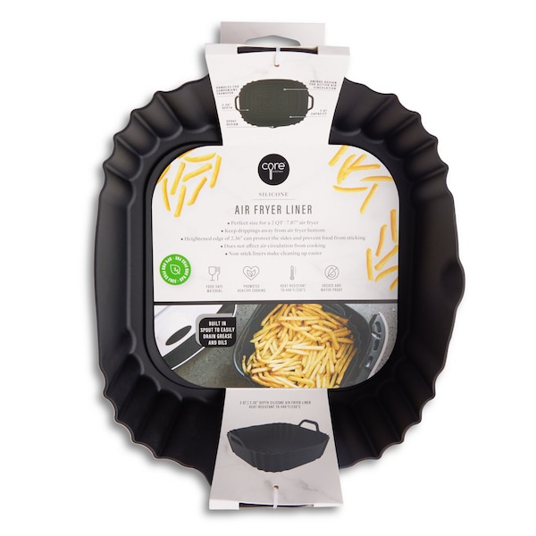 Core Kitchen 2qt Square Silicone Air Fryer Pan with Spout - Onyx 48148 - main